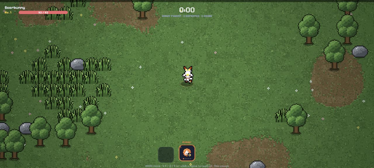 Scorbunny at the start of a Shady Forest run