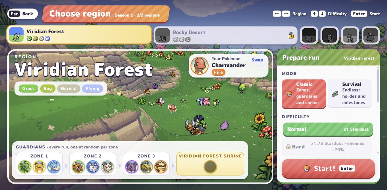 Viridian Forest region selection